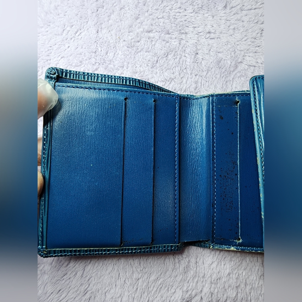 AUTHENTIC LOUIS VUITTON VINTAGE BLUE EPI LEATHER PORTE MONNAIE BILLETS WALLET - Picture 8 of 16